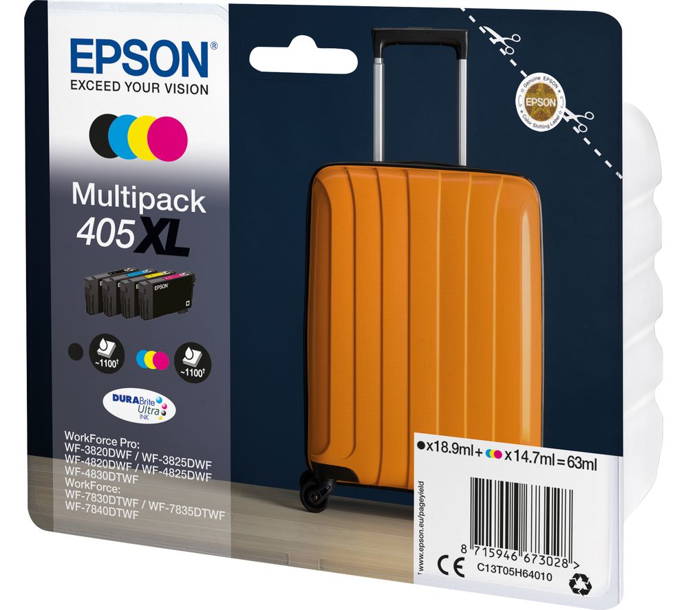 EPSON Suitcase 405 XL Cyan, Magenta, Yellow & Black Ink Cartridges - Multipack
