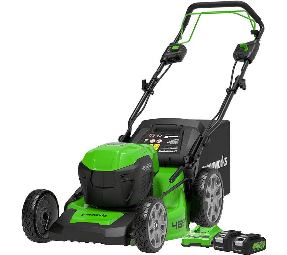 GWGD24X2LM46SPK4X Cordless Rotary Lawn Mower with 2 Batteries - Green & Black
