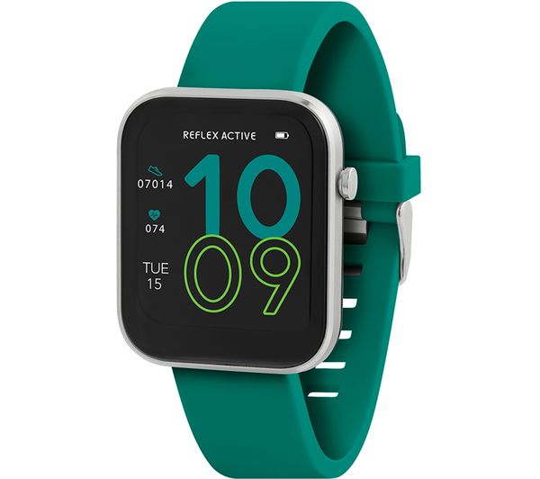 Image of REFLEX ACTIVE Series 12 Smart Watch - Silver & Teal, Silicone Strap
