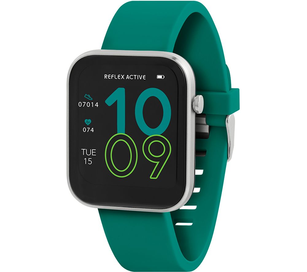 Series 12 Smart Watch - Silver & Teal, Silicone Strap