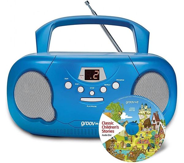Groov E Gvps733cd10 Be Portable Fm Am Boombox Childrens Stories Cd Blue