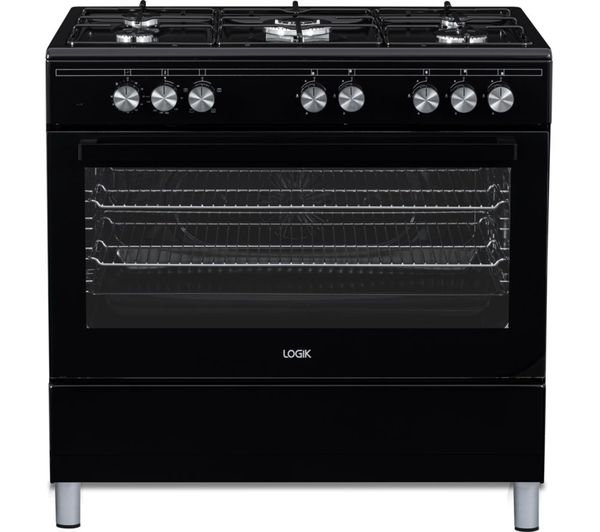 Logik Lftg90b25 90 Cm Dual Fuel Range Cooker Black