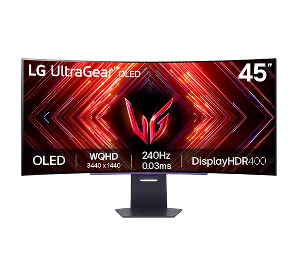 Lg Ultragear 45gs95qe Baek Quad Hd 45 Curved Oled Gaming Monitor Dark Grey