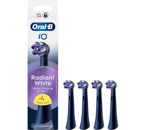 Oral B Io Radiant White Replacement Toothbrush Head Pack Of 4 Black