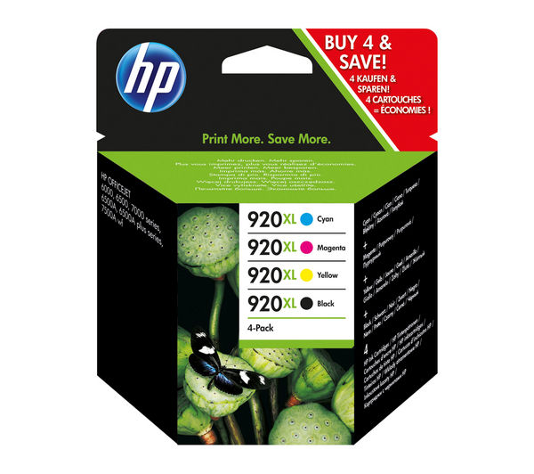 HP 920XL Cyan, Magenta, Yellow & Black Ink Cartridges - Multipack, Cyan
