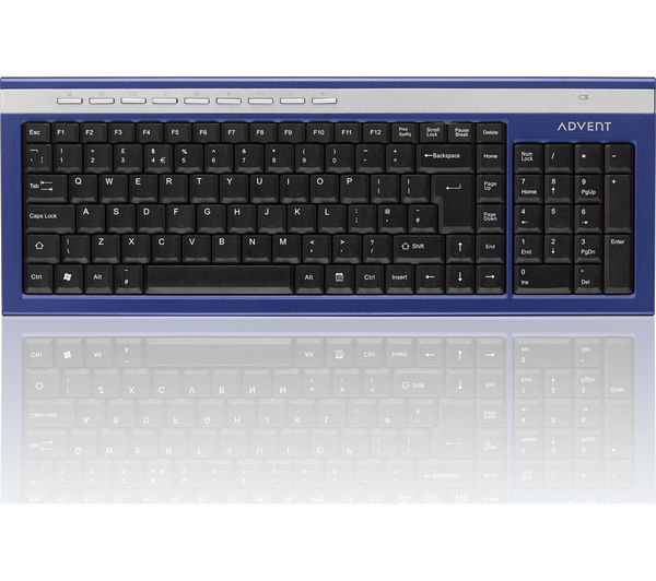 ADVENT AKBWLBL15 Wireless Keyboard - Blue & Silver, Blue