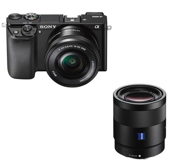 SONY a6000 Mirrorless Camera with 16-50 mm f/3.5-5.6 & 55 mm f/1.8 Lens Bundle