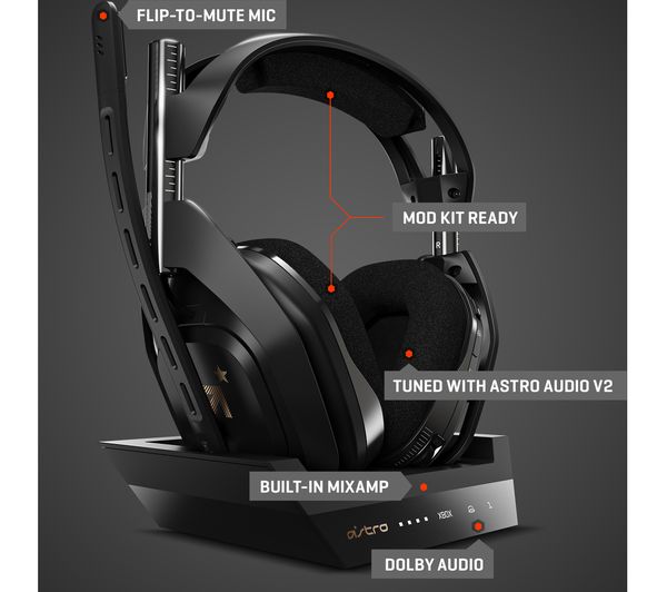 Buy Astro A50 Wireless 7 1 Gaming Headset Base Station Black Gold Free Delivery Currys