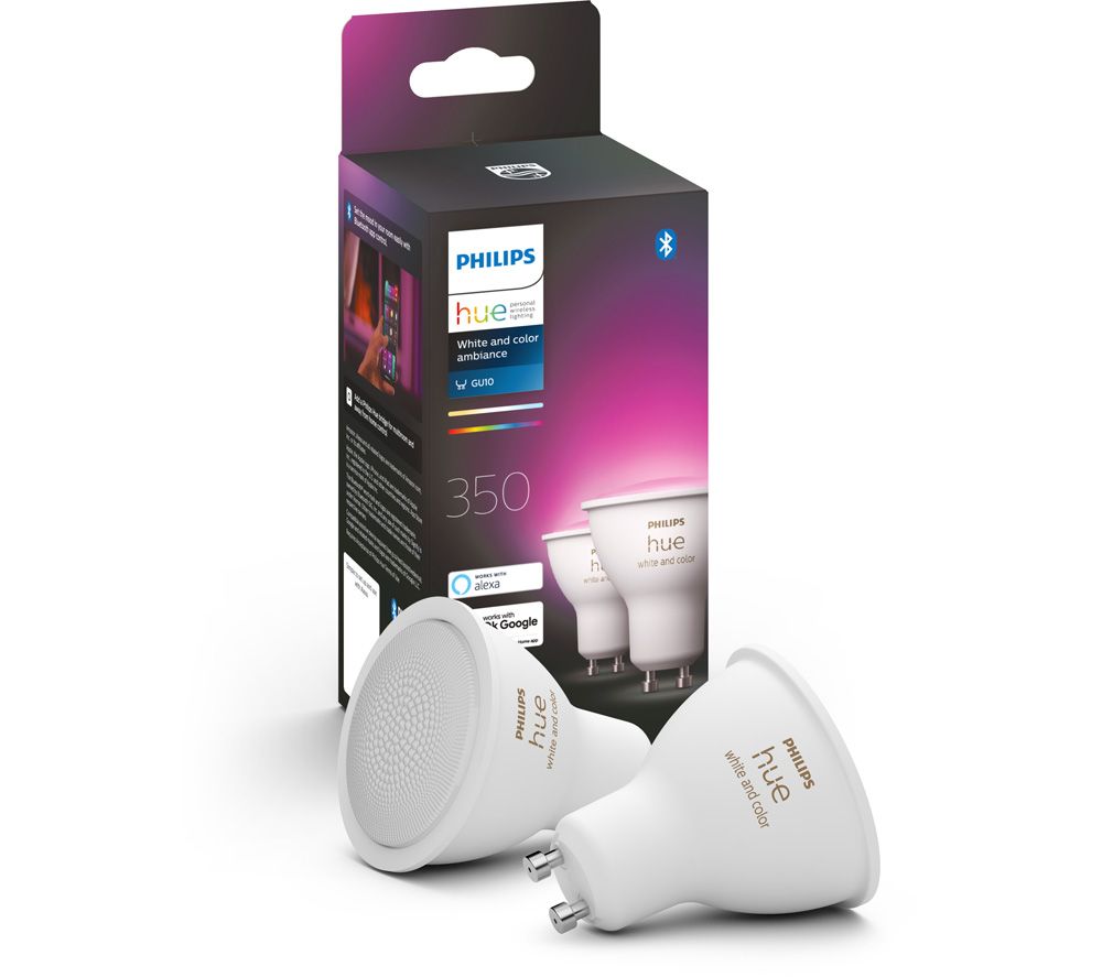 PHILIPS HUE White & Colour Ambiance Bluetooth LED Bulb - GU10, Twin Pack