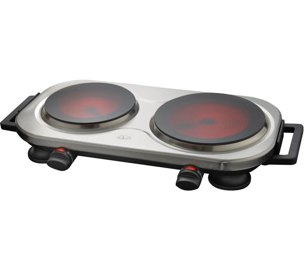 Quest 37259 Double Ceramic Hot Plate Black Silver