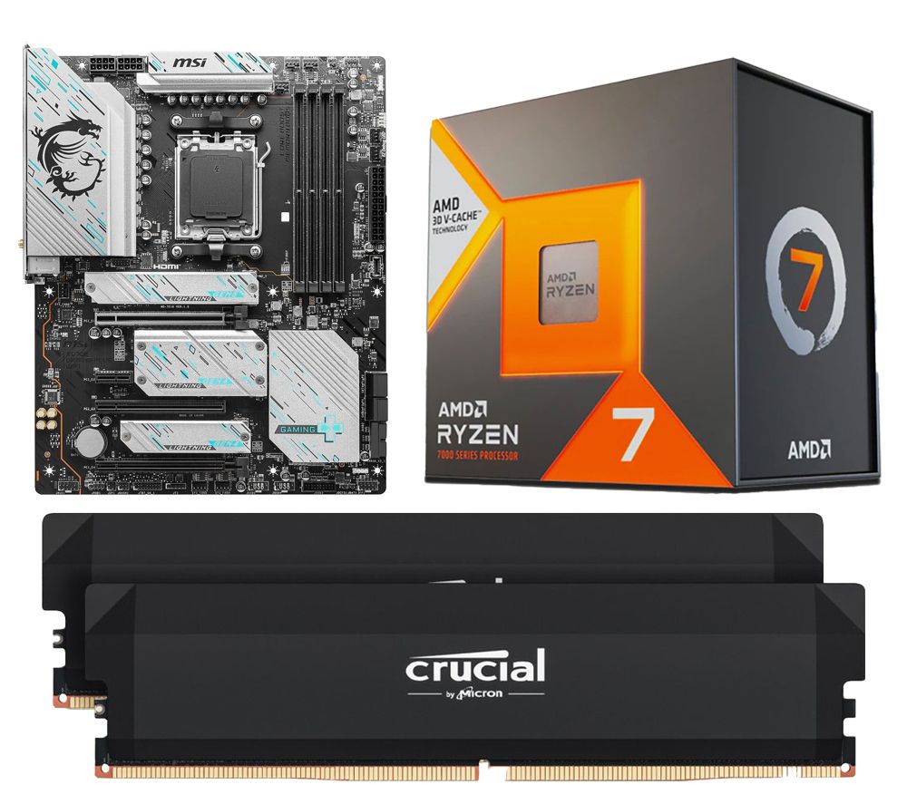 Ryzen 7 7800X3D Processor, Pro Overclocking 32 GB 6000 MHz DDR5 Memory Kit & X670E-GAMING PLUS WIFI AM5 Motherboard Bundle