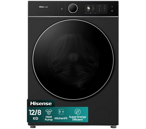 An image of HISENSE KitchenFit 5i Series WD5I1245BBRH WiFi-enabled 12 kg Washer Dryer - Black