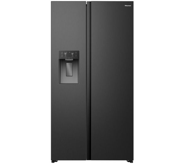 An image of HISENSE PureFlat RS5P528STFE American-Style Smart Fridge Freezer - Black Stainless Steel