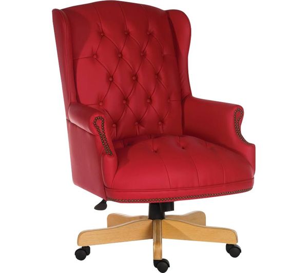 Teknik Chairman Rouge Bonded Leather Tilting Executive Chair Red