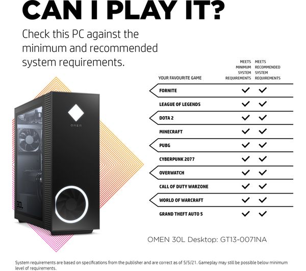 HP OMEN 30L Gaming PC - Intel® Core™ i7, RTX 3080, 2 TB HDD & 512