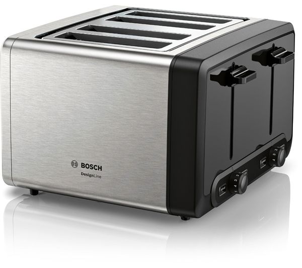 Bosch Designline Plus Tat4p440gb 4 Slice Toaster Silver