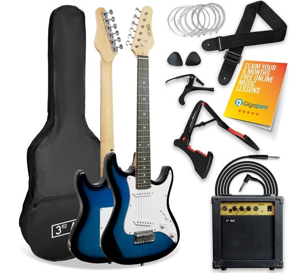 3rd Avenue 3 4 Size Electric Guitar Bundle Blueburst