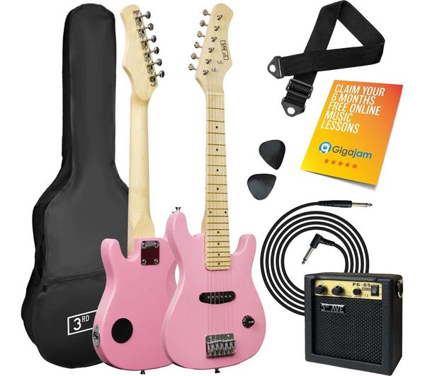 3rd Avenue 1 4 Size Kids Electric Guitar Bundle Pink