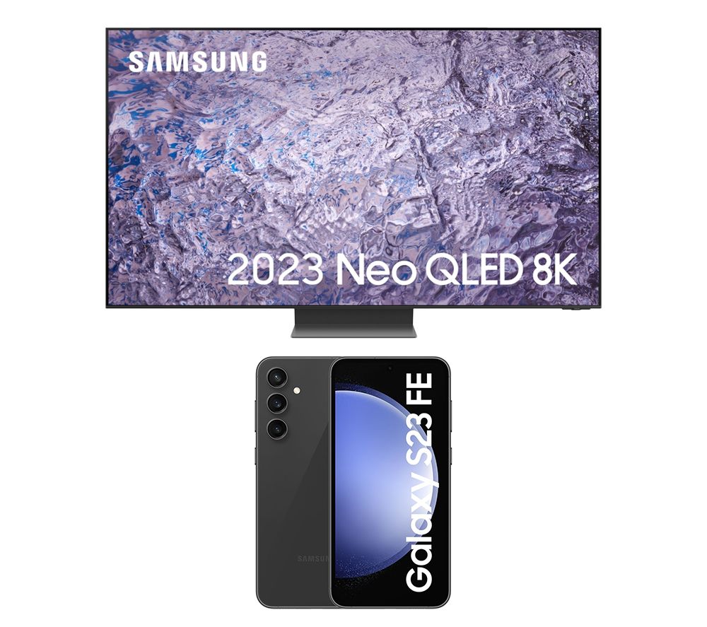 QE75QN800CTXXU 75" Smart 8K HDR Neo QLED TV with Bixby & Alexa & Galaxy S23 FE 5G (128 GB, Graphite) Bundle