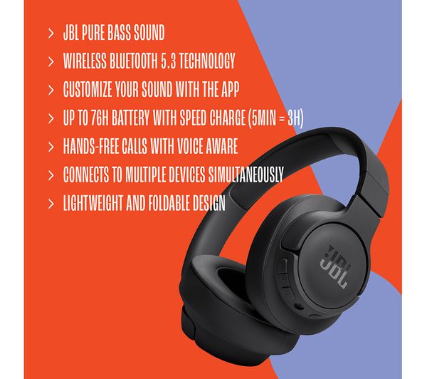 JBL Tune 720BT Wireless Bluetooth Headphones - White - 475181