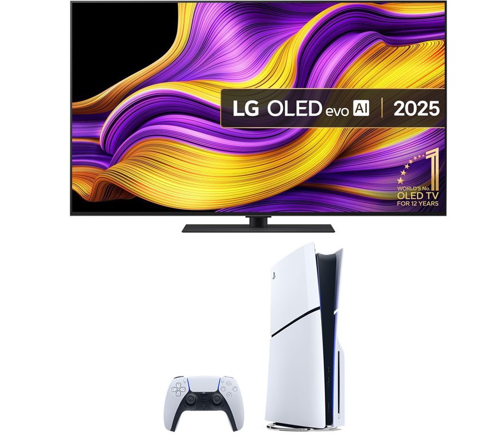 G5 65" OLED evo AI 4K HDR Smart TV 2025 (OLED65G56LS) & PlayStation 5 Digital Edition (Model Group, Slim) Bundle