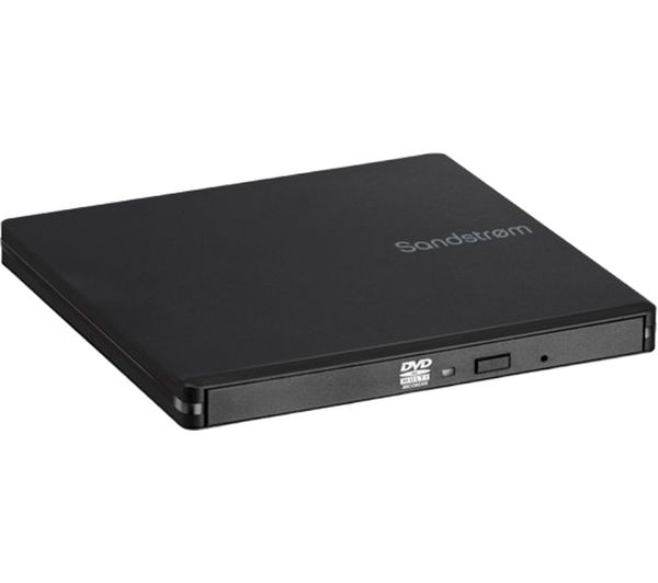 An image of SANDSTROM SEDVDBK26 Ultra Slim External CD/DVD Writer - Black