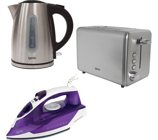 Igenix Igpk37 2 Slice Toaster Kettle Iron Bundle Silver