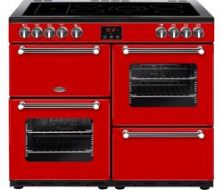BELLING Kensington 100E Electric Ceramic Range Cooker - Red & Chrome