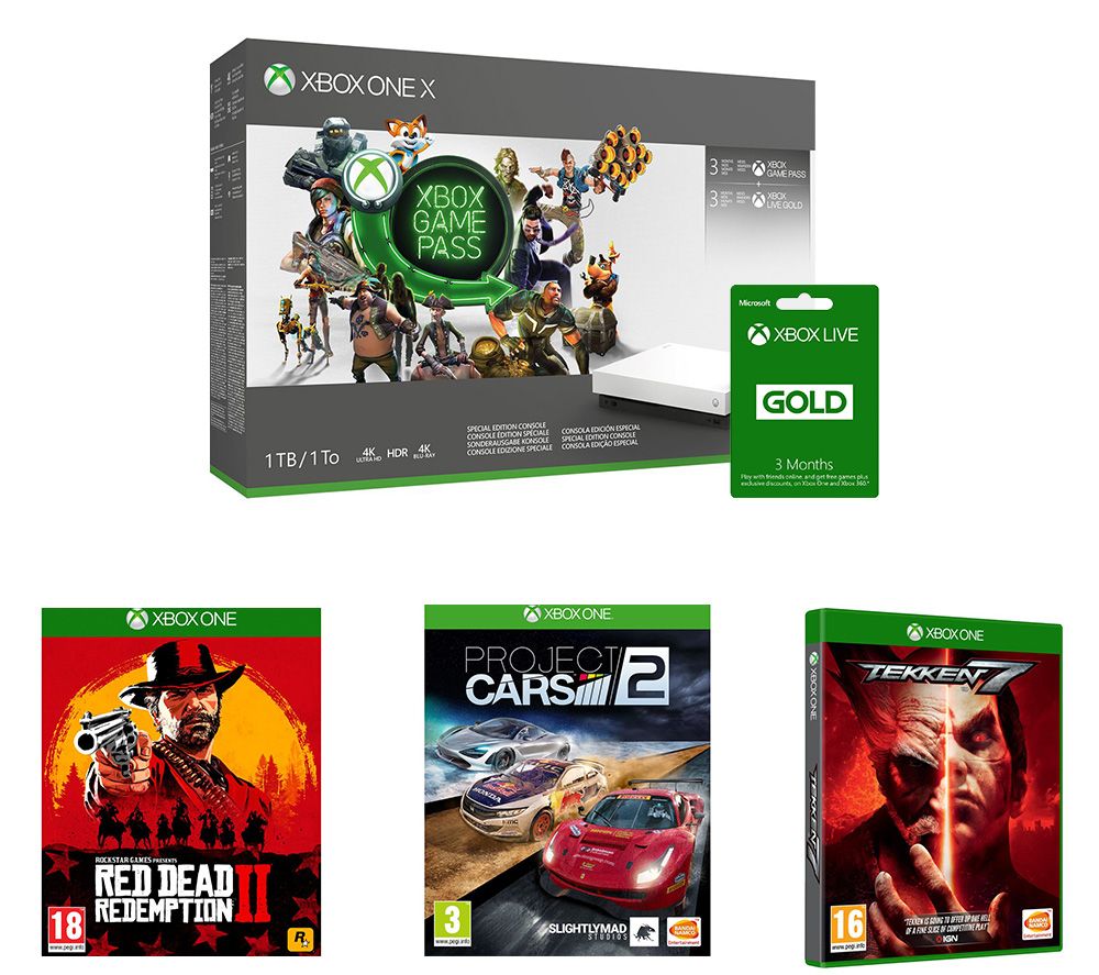 MICROSOFT Xbox One X, Game Pass, LIVE Gold Membership x 2, Red Dead Redemption 2, Tekken 7 & Project Cars 2 Bundle, Gold review