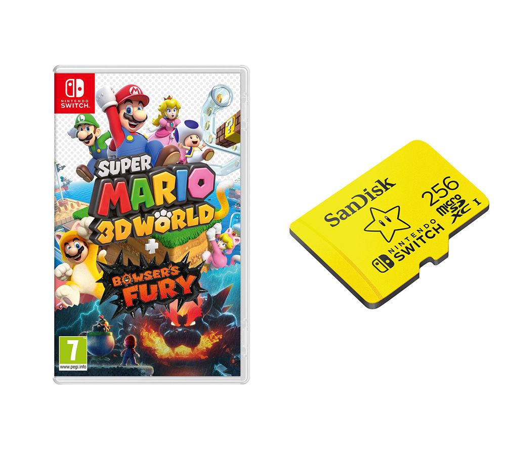 Super Mario 3D World & Bowser's Fury & SanDisk 256 GB Memory Card Bundle