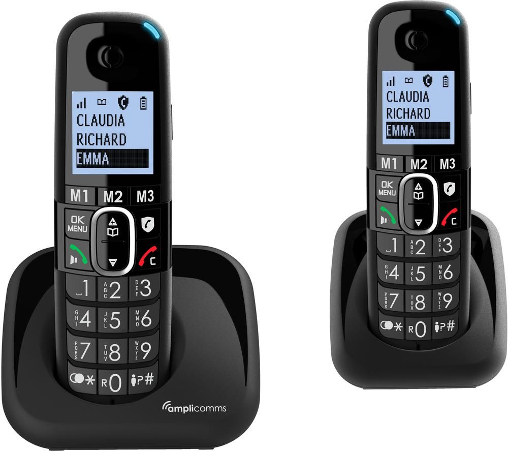 BigTel 1502 Duo Cordless Phone - Twin Handset, Black