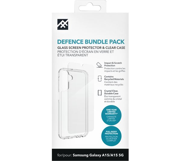 Zagg Defence Galaxy A15 Clear Case Screen Protector Bundle Clear