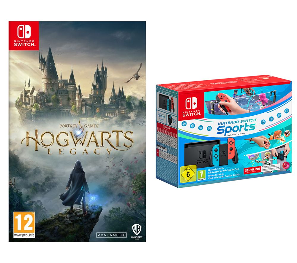 Switch Neon Red & Blue, Sports, Hogwarts Legacy & Nintendo Switch Online 12 Month Membership Bundle