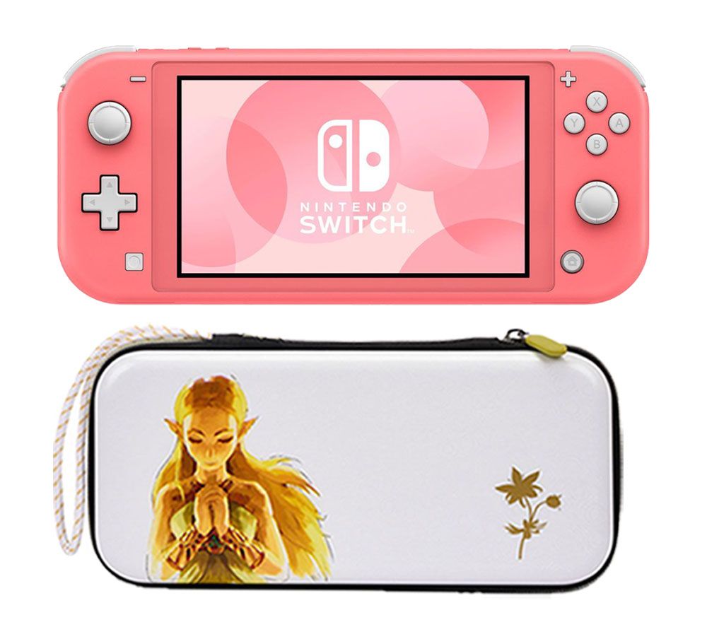 Switch Lite & Princess Zelda Slim Travel Pro Nintendo Switch Case Bundle - Coral