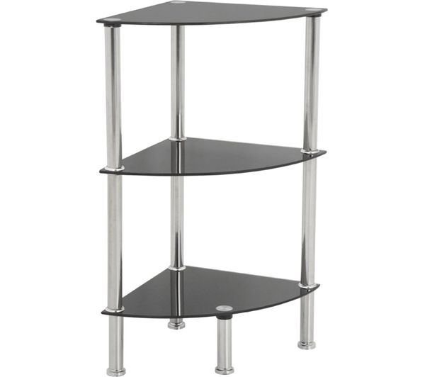 AVF S53-A 3-Tier Corner Shelving Unit - Black & Chrome