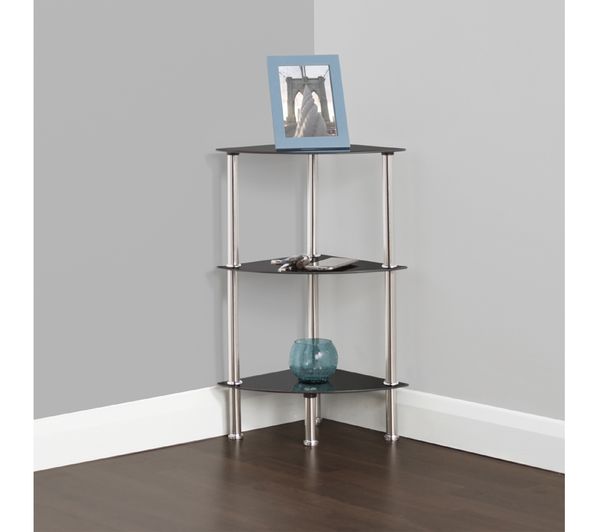 AVF S53-A 3-Tier Corner Shelving Unit - Black & Chrome - S53 - Currys ...