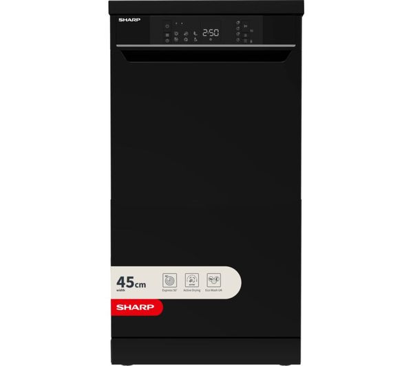 An image of SHARP QW-NS1EF49E0B-EN Slimline Dishwasher - Black
