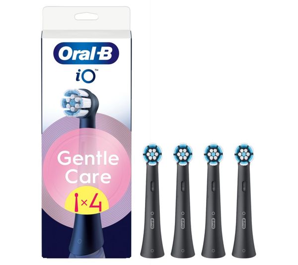 An image of ORAL-B iO Gentle Care Replacement Toothbrush Head - Pack of 4, Black