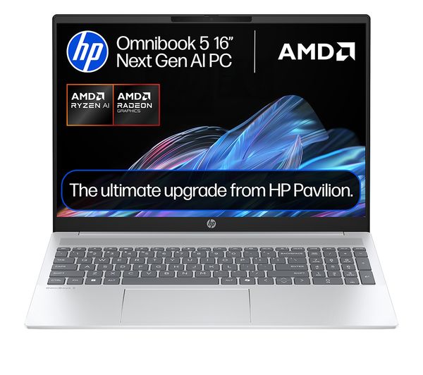 An image of HP OmniBook 5 16" Refurbished Laptop - AMD Ryzen AI 5, 512 GB SSD, Silver (Excellent Condition)