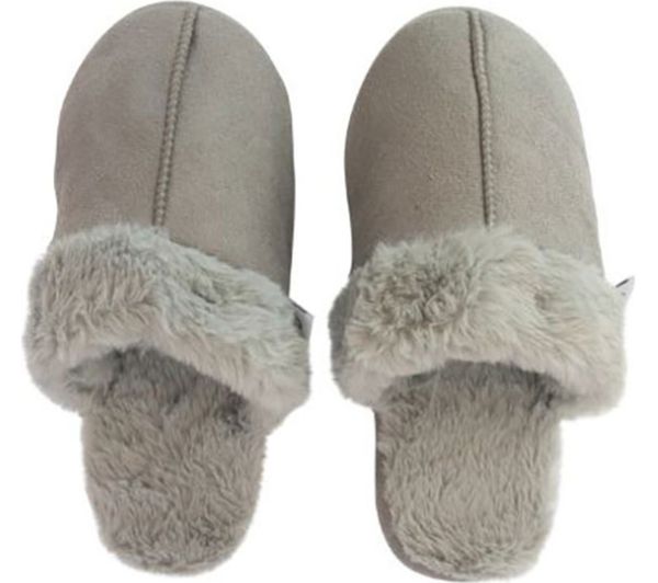 Aroma Home Microwaveable Faux Fur Slippers Grey Aroma Home Microwaveable Faux Fur Slippers Grey