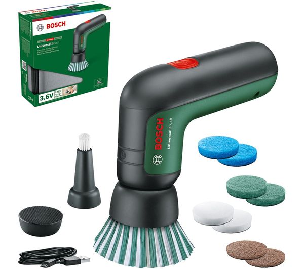An image of BOSCH UniversalBrush Electric Cleaning Brush Set - Black & Green
