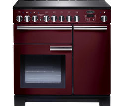 RANGEMASTER Professional Deluxe 90 Electric Induction Range Cooker - Cranberry & Chrome