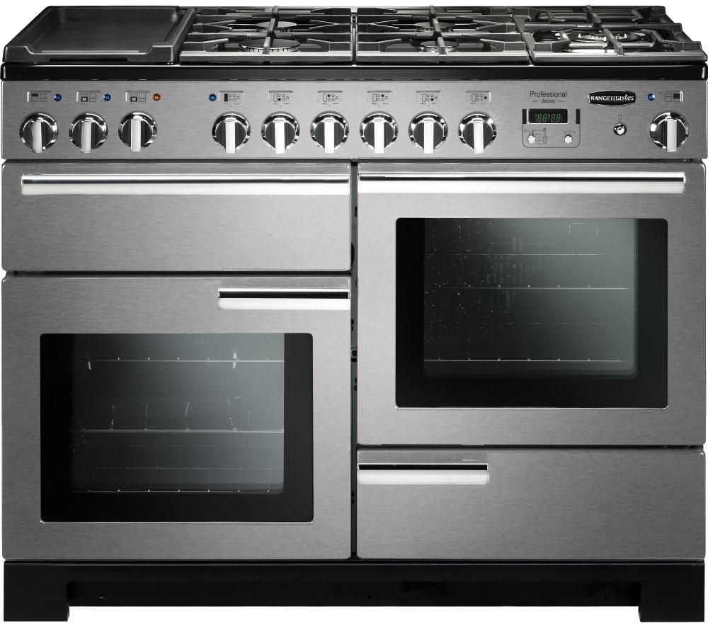 RANGEMASTER Professional Deluxe 110 Dual Fuel Range Cooker - Stainless Steel & Chrome, Stainless Steel