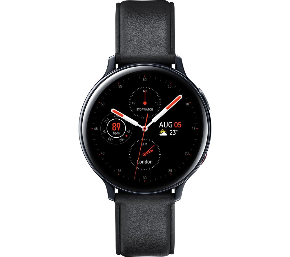 SAMSUNG Galaxy Watch Active 2 4G - Black, Leather & Stainless Steel, 40 mm Fast Delivery | Currysie