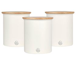 Nordic Set Round Storage Canister - Cotton White, Pack of 3