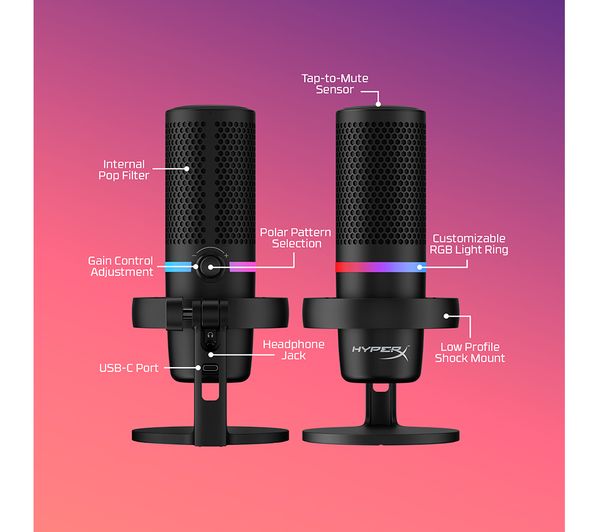 4P5E2AA - HYPERX DuoCast Gaming Microphone - Black - Currys Business 