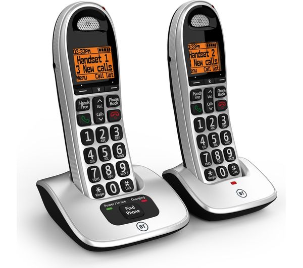 49665 BT 4000 Cordless Phone Twin Handsets, Silver & Black Currys
