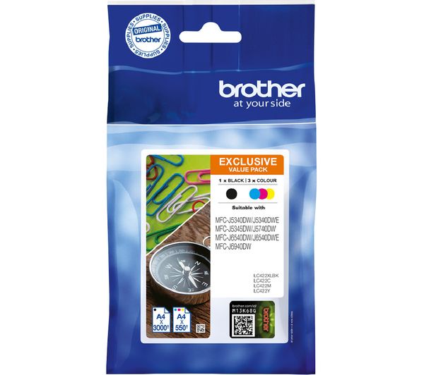 Image of BROTHER LC422XLDSVAL Cyan, Magenta, Yellow & Black Ink Cartridges - Multipack