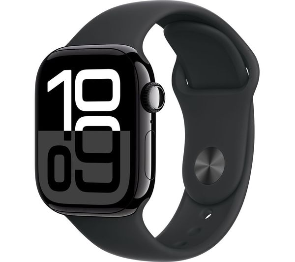 Image of APPLE Watch Series 10 - 42 mm Jet Black Aluminium Case with Black Sport Band, S/M