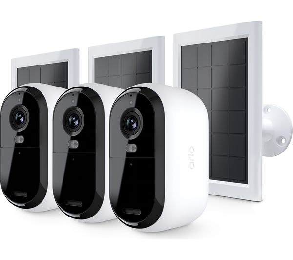 ARLO Essential 2K Quad HD WiFi Security Camera with Solar Panels - 3 Cameras, White